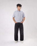 HALF SLEEVE SHIRT - LIGHT PURPLE/WHITE 205