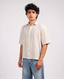 HALF SLEEVE SHIRT - BEIGE/WHITE 208