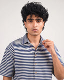 HALF SLEEVE SHIRT - NAVY/WHITE 210