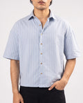 HALF SLEEVE SHIRT - VERTICAL BLUE/WHITE 201
