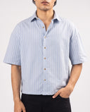 HALF SLEEVE SHIRT - VERTICAL BLUE/WHITE 201