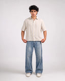 HALF SLEEVE SHIRT - BEIGE/WHITE 208
