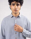 BUTTON DOWN SHIRT - BLUE/WHITE STRIPES 204