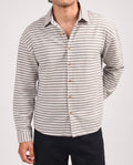 Button Down Shirt - Thick Brown/White Stripes