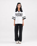 Boxy Polo Shirt (Blessed) - White