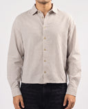 BUTTON DOWN SHIRT - BROWN/WHITE STRIPES 209