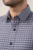 COTTON UNTUCKED SHIRT - NAVY