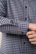 COTTON UNTUCKED SHIRT - NAVY