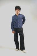 Button Down Shirt - Navy/White Stripes