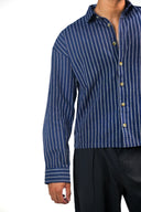 Button Down Shirt - Navy/White Stripes