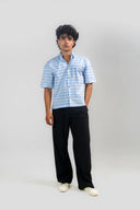 Half Sleeve Shirt - Light Blue/White