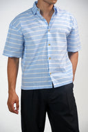 Half Sleeve Shirt - Light Blue/White