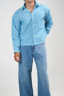 Button Down Shirt - Light Blue/White Stripes