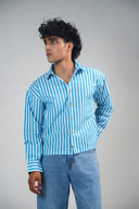 Button Down Shirt - Light Blue/White Stripes