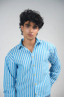 Button Down Shirt - Light Blue/White Stripes