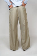 Pleated Wide Leg Pants - Beige