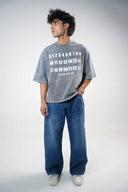 Oversized Tee Shirt (Acid Wash 1234) - Light Grey