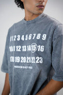 Oversized Tee Shirt (Acid Wash 1234) - Light Grey