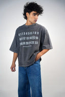 Oversized T Shirt (Acid Wash 1234) - Dark Grey