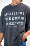Oversized T Shirt (Acid Wash 1234) - Dark Grey