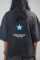 Baggy T Shirt (Acid Wash Star) - Dark Grey