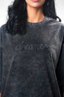 Oversized Tee Shirt (Acid Wash Dreamer) - Dark Grey