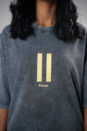 Oversized Tee Shirt (Acid Wash - Pause) - Light Grey