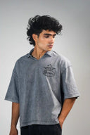 Baggy Polo Shirt (Acid Wash Arizona) - Light Grey