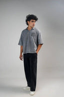 Baggy Polo Shirt (Acid Wash Arizona) - Light Grey