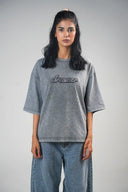 Oversized Tee Shirt (Acid Wash Dreamer) - Light Grey