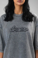 Oversized Tee Shirt (Acid Wash Dreamer) - Light Grey