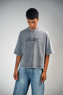 Oversized Tee Shirt (Acid Wash Dreamer) - Light Grey