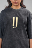 Oversized Tee Shirt (Acid Wash - Pause) - Dark Grey