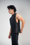 Boxy Tank Top (Acid Wash) - Dark Grey