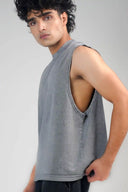 Boxy Tank Top (Acid Wash) - Light Grey