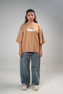 Oversized Tee Shirt (Aura Graphic) - Brown