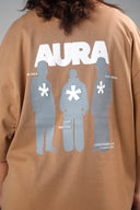 Oversized Tee Shirt (Aura Graphic) - Brown