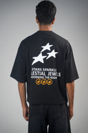 Oversized T Shirt (Celestial Stars) - Black/White
