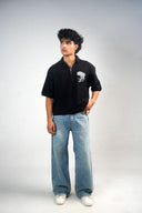 Boxy Polo Shirt (Skate or Die) - Black