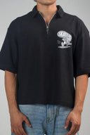 Boxy Polo Shirt (Skate or Die) - Black