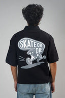 Boxy Polo Shirt (Skate or Die) - Black