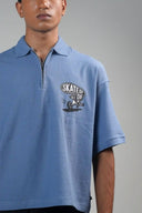 Boxy Polo Shirt (Skate or Die) - Blue
