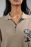 Boxy Polo Shirt (Skate or Die) - Brown