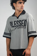 Boxy Polo Shirt (Blessed) - Grey