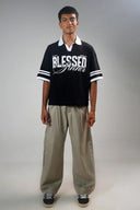 Boxy Polo Shirt (Blessed) - Black