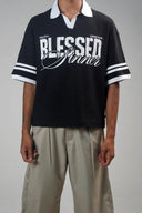 Boxy Polo Shirt (Blessed) - Black