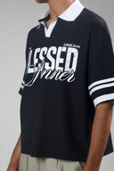 Boxy Polo Shirt (Blessed) - Black