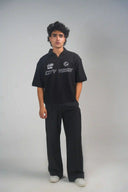 Oversized Polo Shirt (City Vibes) - Black