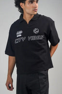 Oversized Polo Shirt (City Vibes) - Black