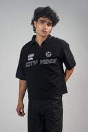 Oversized Polo Shirt (City Vibes) - Black